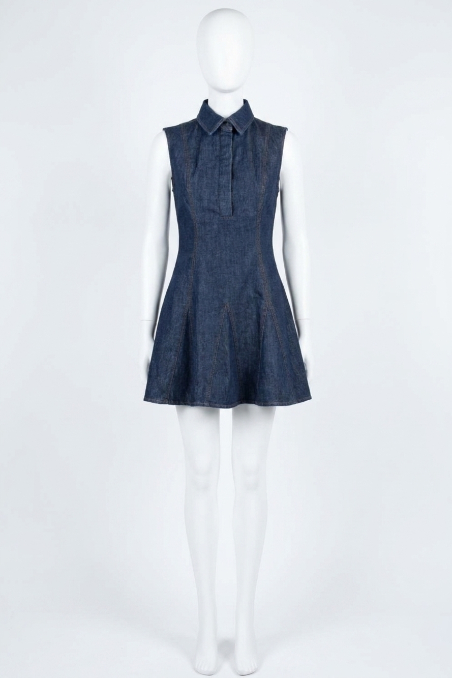 NEW GILNER FARRAR sana dress in dark blue denim